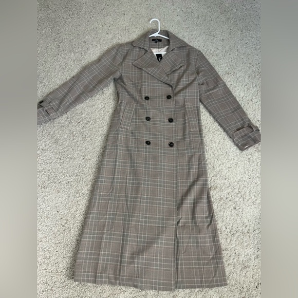 Plaid Double-Breasted Trench Coat - Picture 8 of 11